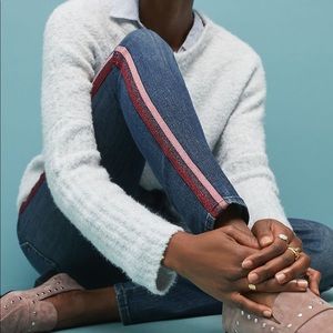 MOTHER The Looker High-Rise Striped Skinny Jeans